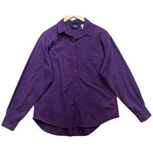 Woolrich Women's Cotton Button Down Shirt Long Sleeve Size L Purple Lightweight